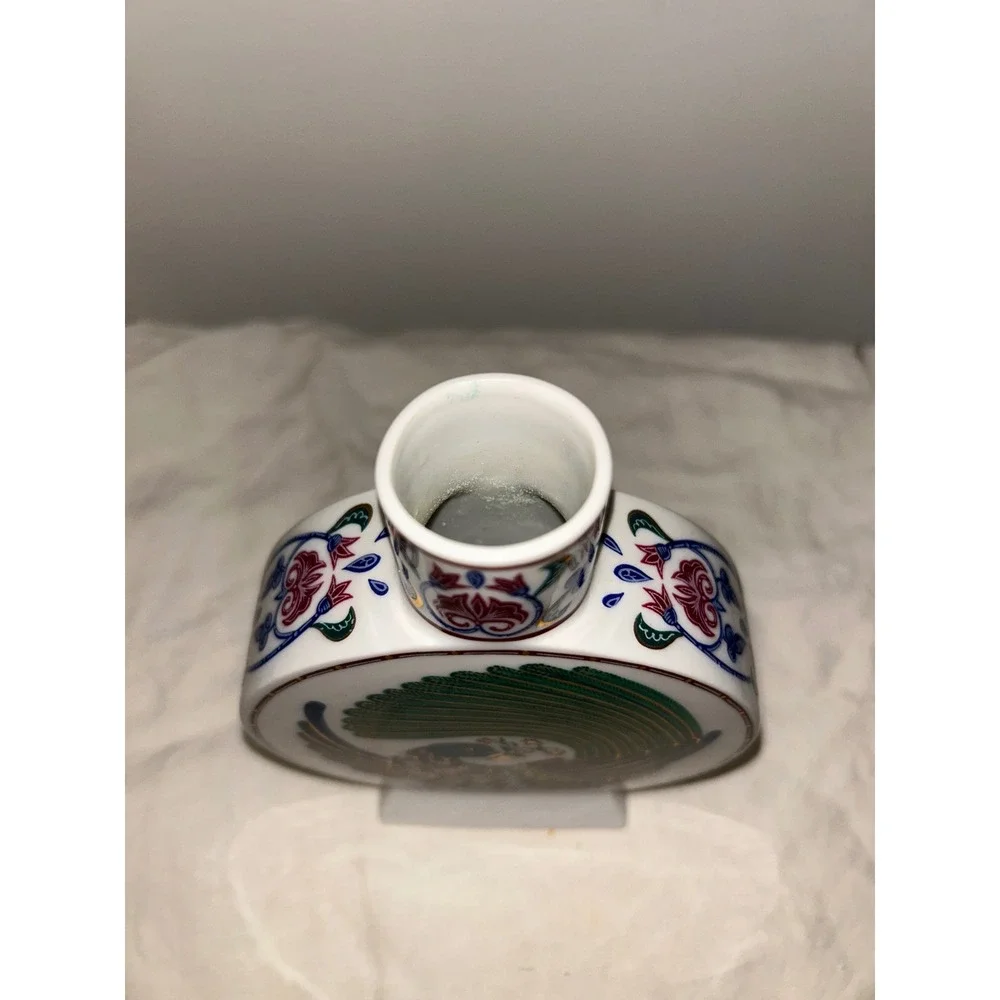 Vintage Byzantium Elizabeth Arden Peacock Vanity Set 5pc Tray Box Vase Japan
